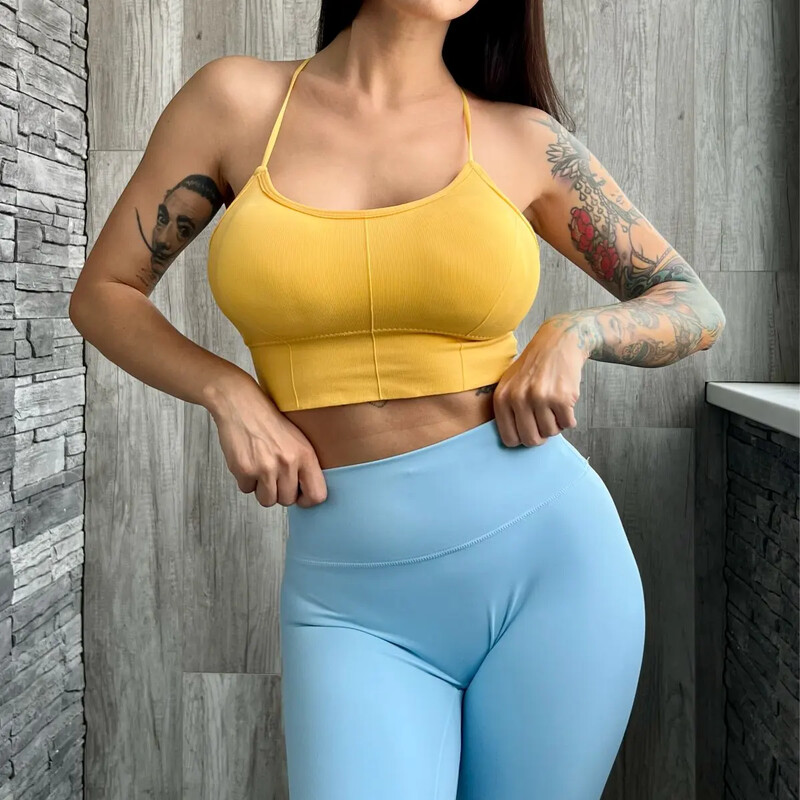 Moteriškos „Cross Back“ sportinės liemenėlės, ploni dirželiai „Fitness Gym“ liemenėlė, „Beauty Back“ bėgimo treniruočių palaidinės, kvėpuojanti „push Up“ liemenėlė