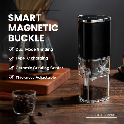 Prenosný elektrický mlynček na kávu s USB nabíjaním, keramické mlecie jadro, domáci mlynček na kávové zrná, mlynček na kávu na kempovanie/espresso