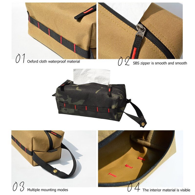 Držiak na vreckovky, vodotesný papierový obal na obrúsky, držiak na toaletný papier, úložný vak na vonkajšie kempovanie a turistiku