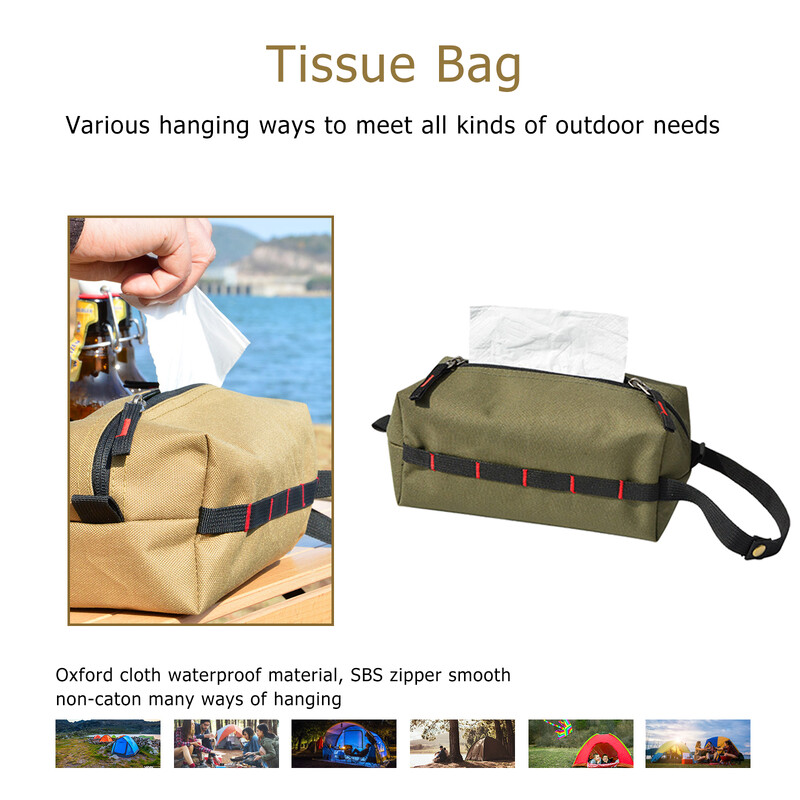 Držiak na vreckovky, vodotesný papierový obal na obrúsky, držiak na toaletný papier, úložný vak na vonkajšie kempovanie a turistiku