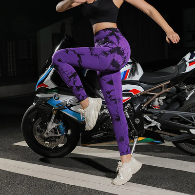 Nauji kaklaraištis dažyti jogos kelnės Sportiniai antblauzdžiai Moteriški Besiūliai aukštu juosmeniu Push Up Moteriškos pėdkelnės Fitneso treniruotėms Leggins Sexy Sports Apranga