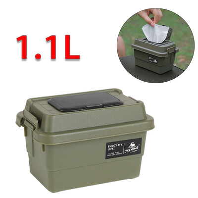 Cutie de depozitare multifuncțională în aer liber Set de sticle de condiment Cutie de depozitare 1,1 L Cutie portabilă de depozitare pentru șervețele de hârtie pentru camping