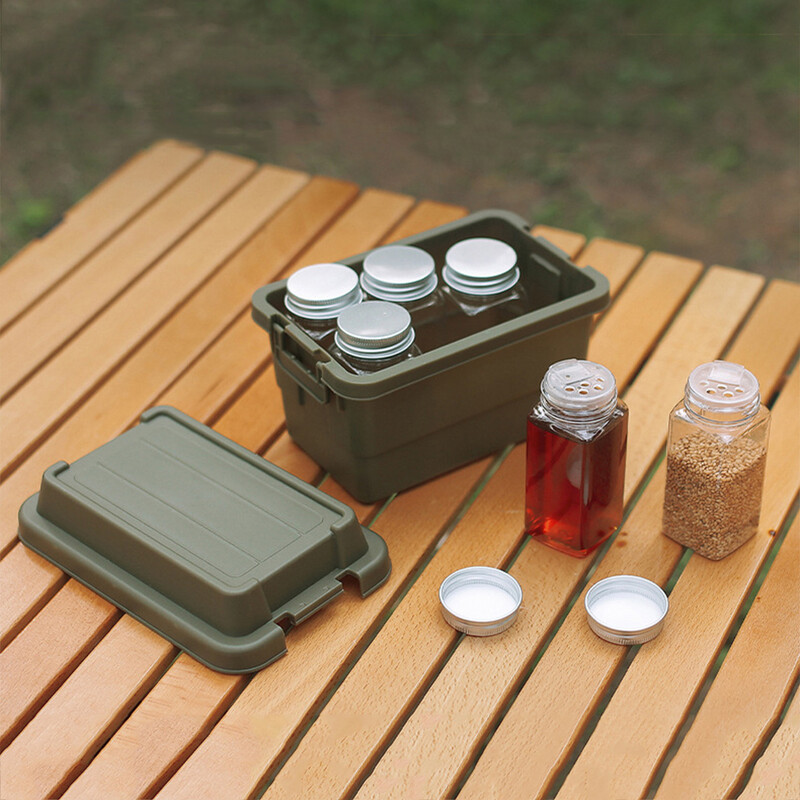 Cutie de depozitare multifuncțională în aer liber Set de sticle de condiment Cutie de depozitare 1,1 L Cutie portabilă de depozitare pentru șervețele de hârtie pentru camping