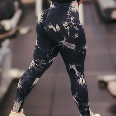 Жени Tie Dye Gym Leggings Безшевни еластични атлетични Push Up панталони Scrunch Спорт Фитнес Висока талия Тренировка Йога Leggins