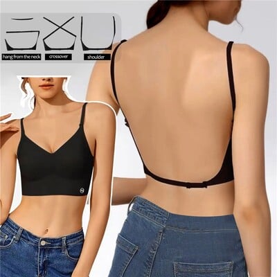 Sexy dámske spodné prádlo s hlbokým výstrihom, neviditeľné spodné prádlo s hlbokým výstrihom, push-up podprsenka, dámske priedušné tenké podprsenky