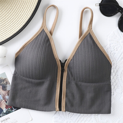 Γυναικεία αθλητικά σουτιέν Λευκό αναπνεύσιμο επάνω στενό Crop Top γιλέκο γιόγκα μπροστινό φερμουάρ Plus μέγεθος Αντικραδασμικό γυμναστήριο Αθλητικό σουτιέν