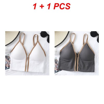 Γυναικεία αθλητικά σουτιέν Λευκό αναπνεύσιμο επάνω στενό Crop Top γιλέκο γιόγκα μπροστινό φερμουάρ Plus μέγεθος Αντικραδασμικό γυμναστήριο Αθλητικό σουτιέν