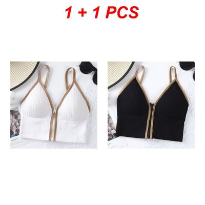 Γυναικεία αθλητικά σουτιέν Λευκό αναπνεύσιμο επάνω στενό Crop Top γιλέκο γιόγκα μπροστινό φερμουάρ Plus μέγεθος Αντικραδασμικό γυμναστήριο Αθλητικό σουτιέν