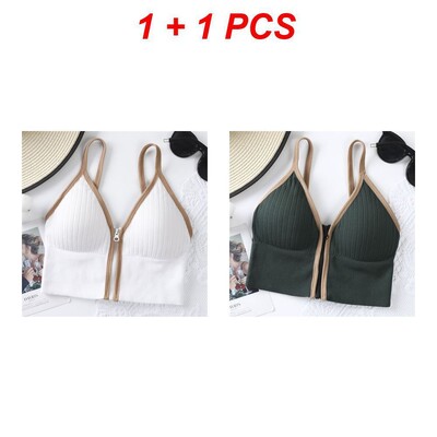 Γυναικεία αθλητικά σουτιέν Λευκό αναπνεύσιμο επάνω στενό Crop Top γιλέκο γιόγκα μπροστινό φερμουάρ Plus μέγεθος Αντικραδασμικό γυμναστήριο Αθλητικό σουτιέν