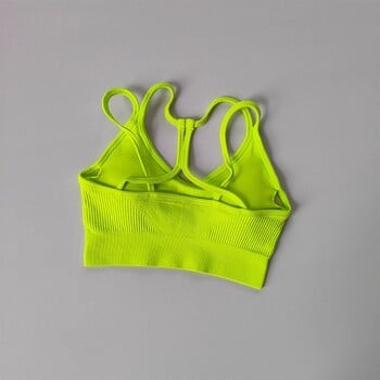 Дамски дишащ спортен сутиен Удароустойчив фитнес горнища Gym Crop Top Сутиен Push Up Спортни сутиени Gym Workout Top Безшевен сутиен за йога