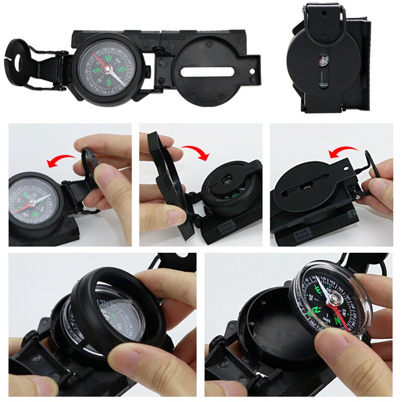 Kaasaskantav kompass väljas telkimine matkamine kokkuklapitavad objektiivid, ülitäpne ellujäämiskompass reisiekspeditsiooni navigatsioonitööriista jaoks Uus