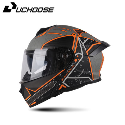 Uchoose DOT Approved Full Face Helmets Crash Motorbike Защитна екипировка Мъже Жени Flip Up Шлем Мотоциклет Двойна слънцезащитна козирка
