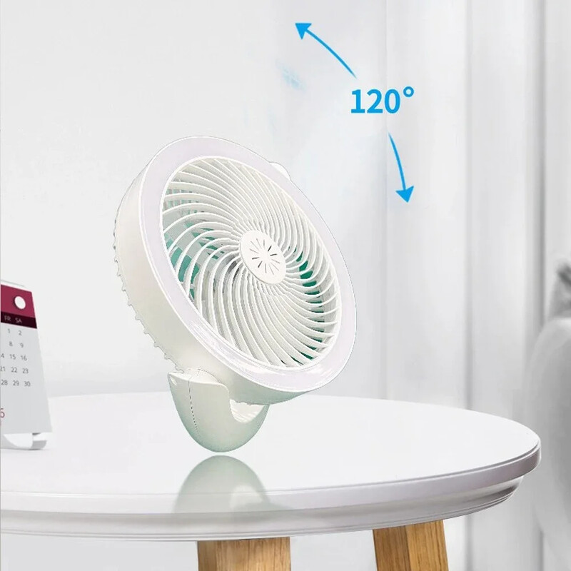LED ventilátorová lampa, kempingový ventilátor, nabíjateľná stolová prenosná bezdrôtová stropná ventilátorová lampa, viacúčelové použitie s háčikmi, LED svetlo