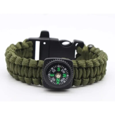 7-ядрена гривна Paracord Survival, компас, свирка, екипировка за спешни случаи, аксесоари за къмпинг, основни неща за туризъм, туристически приключения