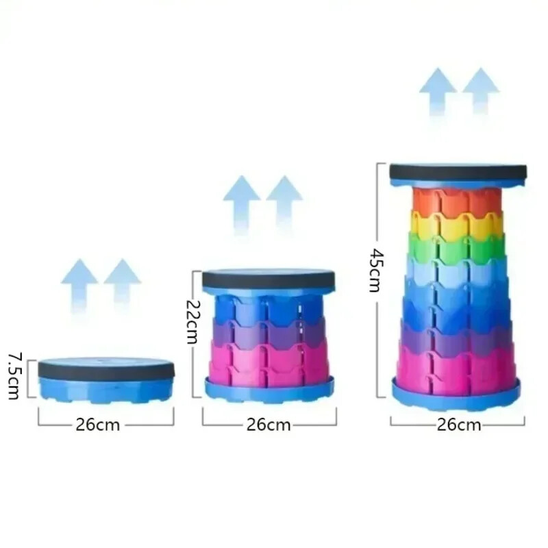 2024 Πλαστικό φορητό σκαμπό Καρέκλα τραπεζαρίας Πτυσσόμενα σκαμπό ουράνιου τόξου επεκτάσιμο σκαμπό Ελαφρύ σκαμπό Έπιπλα σπιτιού που εξοικονομούν χώρο