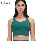 SOISOU Lycra Top Γυναικείο Αθλητικό Σουτιέν Γιόγκα Γυμναστήριο Crop Top Σουτιέν Γυναικεία Εσώρουχα Deep V Όμορφη Αφαιρούμενη Επιθέματα στήθους