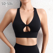 Σουτιέν SOISOU Nylon Yoga Crop Top για Γυναικείο Γυμναστήριο Πιο σέξι σουτιέν Μαξιλαράκι στήθους Αφαιρούμενο ελαστικό σφιχτό αναπνεύσιμο τοπ Γυναικείο 6 Χρώματα