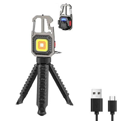 Μίνι LED Φορητός φακός μπρελόκ εξωτερικού χώρου Φωτισμός εργασίας COB Φωτισμός έκτακτης ανάγκης με φανάρι ανοιχτήρι μπουκαλιών με σφυρί παραθύρου Κάμπινγκ