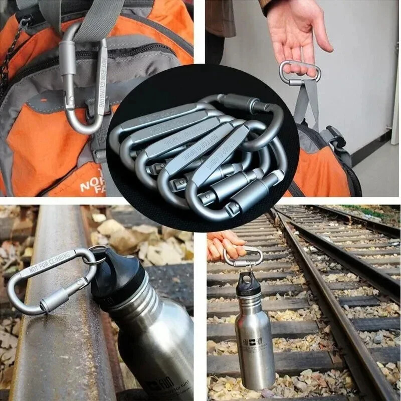 D-ring Karabiners Survival Carabiner Γρήγορη κρεμαστό παξιμάδι πόρπη από κράμα αλουμινίου υπαίθριο κρεμαστό άγκιστρο Camp Gear EDC Tools Μπρελόκ