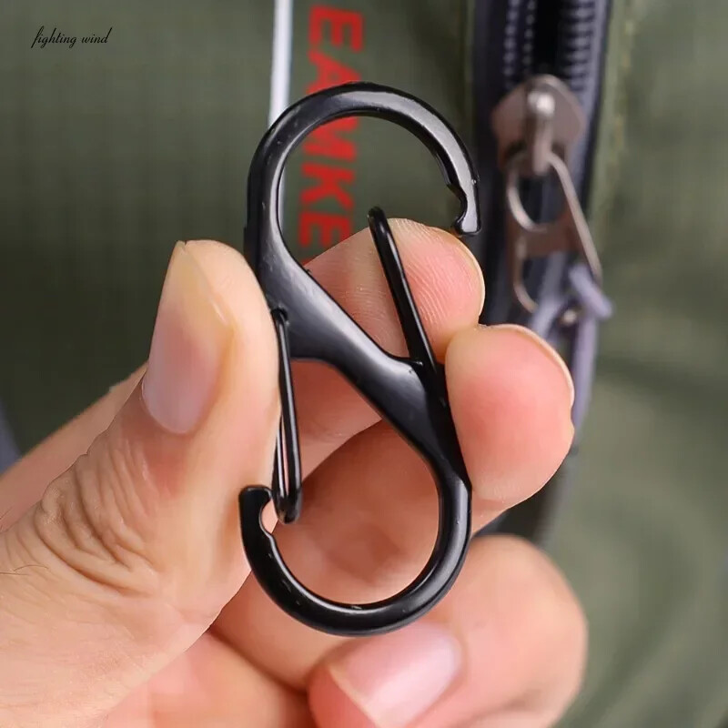 5 ks karabína zo zliatiny zinku typu S so zámkom, mini háčik na kľúčenku, ochrana proti krádeži, práca na batoh, vonkajšie kempingové príslušenstvo, kľúč-zámok