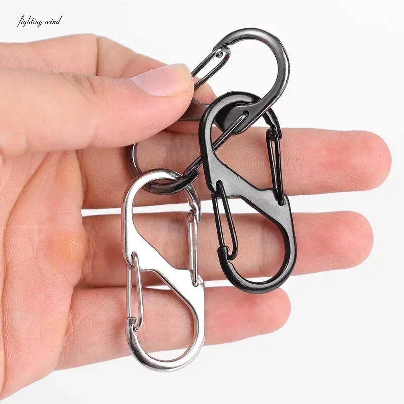 5 ks karabína zo zliatiny zinku typu S so zámkom, mini háčik na kľúčenku, ochrana proti krádeži, práca na batoh, vonkajšie kempingové príslušenstvo, kľúč-zámok