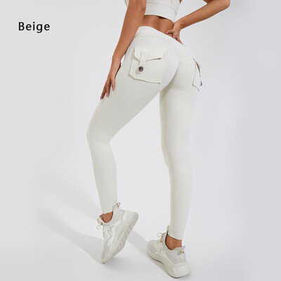 DIAS FIT JOY Nylon Yoga kelnės sėdmenyse kišeninės aptemptos kelnės moteriškos sportinės fitneso kelnės klubus pakeliančios Kvėpuojančios No T Line