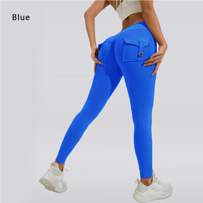 DIAS FIT JOY Nylon Yoga kelnės sėdmenyse kišeninės aptemptos kelnės moteriškos sportinės fitneso kelnės klubus pakeliančios Kvėpuojančios No T Line