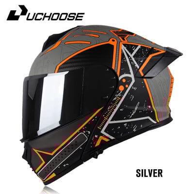 Căști integrale aprobate de Uchoose DOT Echipament de protecție pentru motociclete Bărbați Femei Cască pliabilă Motocicletă Vizor dublu