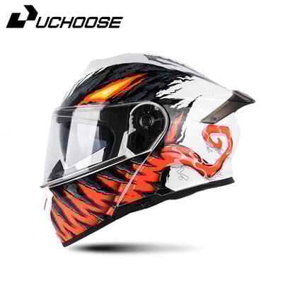 Căști integrale aprobate de Uchoose DOT Echipament de protecție pentru motociclete Bărbați Femei Cască pliabilă Motocicletă Vizor dublu