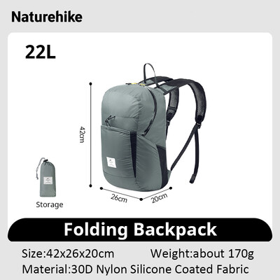 Batoh Naturehike 18L 22L ultraľahký vonkajší vodotesný skladací batoh pre mužov a ženy, kempingový, turistický, taška cez rameno