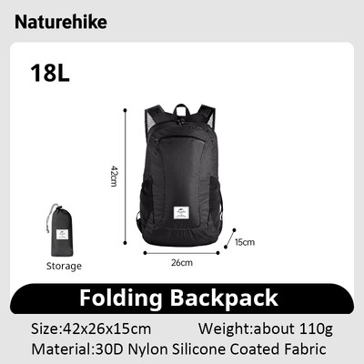 Batoh Naturehike 18L 22L ultraľahký vonkajší vodotesný skladací batoh pre mužov a ženy, kempingový, turistický, taška cez rameno