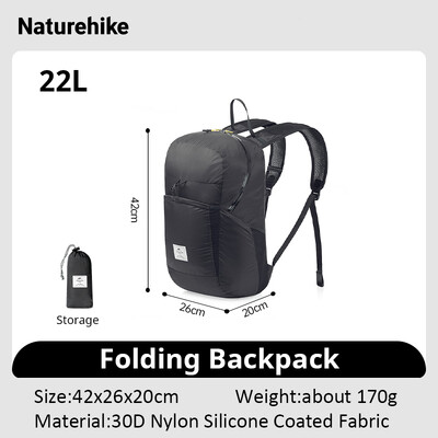 Batoh Naturehike 18L 22L ultraľahký vonkajší vodotesný skladací batoh pre mužov a ženy, kempingový, turistický, taška cez rameno