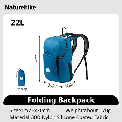 Batoh Naturehike 18L 22L ultraľahký vonkajší vodotesný skladací batoh pre mužov a ženy, kempingový, turistický, taška cez rameno