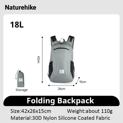 Batoh Naturehike 18L 22L ultraľahký vonkajší vodotesný skladací batoh pre mužov a ženy, kempingový, turistický, taška cez rameno