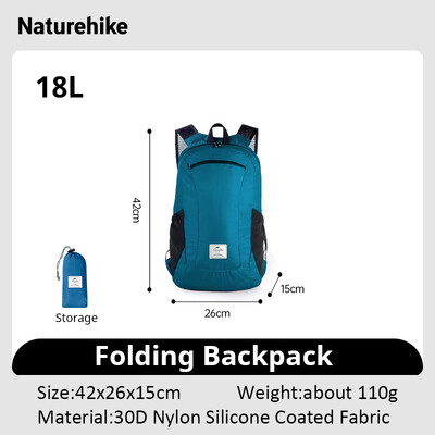 Batoh Naturehike 18L 22L ultraľahký vonkajší vodotesný skladací batoh pre mužov a ženy, kempingový, turistický, taška cez rameno