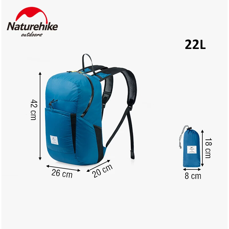 Batoh Naturehike 18L 22L ultraľahký vonkajší vodotesný skladací batoh pre mužov a ženy, kempingový, turistický, taška cez rameno