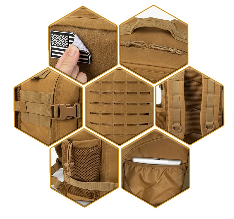 25L taktický batoh, vonkajšia taška na fitness, MOLLE batoh do posilňovne pre ženy/mužov, EDC turistický batoh na prežitie, držiak na fľašu s čarodejnicou