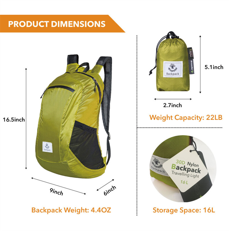 16L prenosný turistický ľahký cestovný kempingový batoh