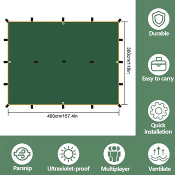 3x3M 3x4M 4x4M Водоустойчива брезентова палатка Ултра лек навес за къмпинг Сенник Туристически плаж Слънцезаслон за пикник на открито Барбекю