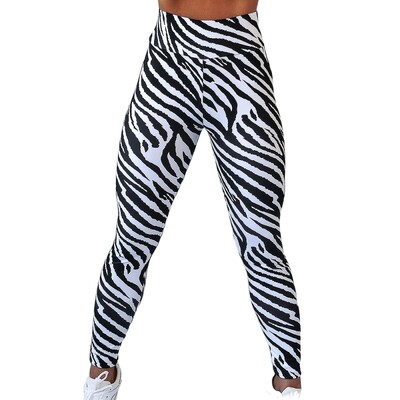 Sport jóga nadrágok magas derekú fekete fehér zebra nyomott leggings női edzőtermi harisnya csíkos edzés Fitness leggins elasztikus