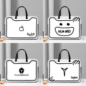 Απλή τσάντα φορητού υπολογιστή Θήκη για φορητό υπολογιστή Δημιουργικό λογότυπο Τσάντα PU αντικραδασμική τσάντα μεταφοράς 13 14 15 17 ιντσών για Macbook/Dell/HP/Asus