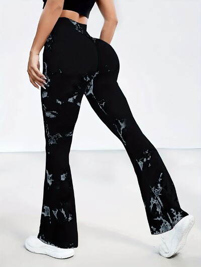 Γυναικείο ψηλόμεσο παντελόνι με φαρδύ πόδι, ψηλόμεσο παντελόνι ελέγχου κοιλιάς Tie Dye Casual Παντελόνι Γυναικεία αθλητικά ρούχα