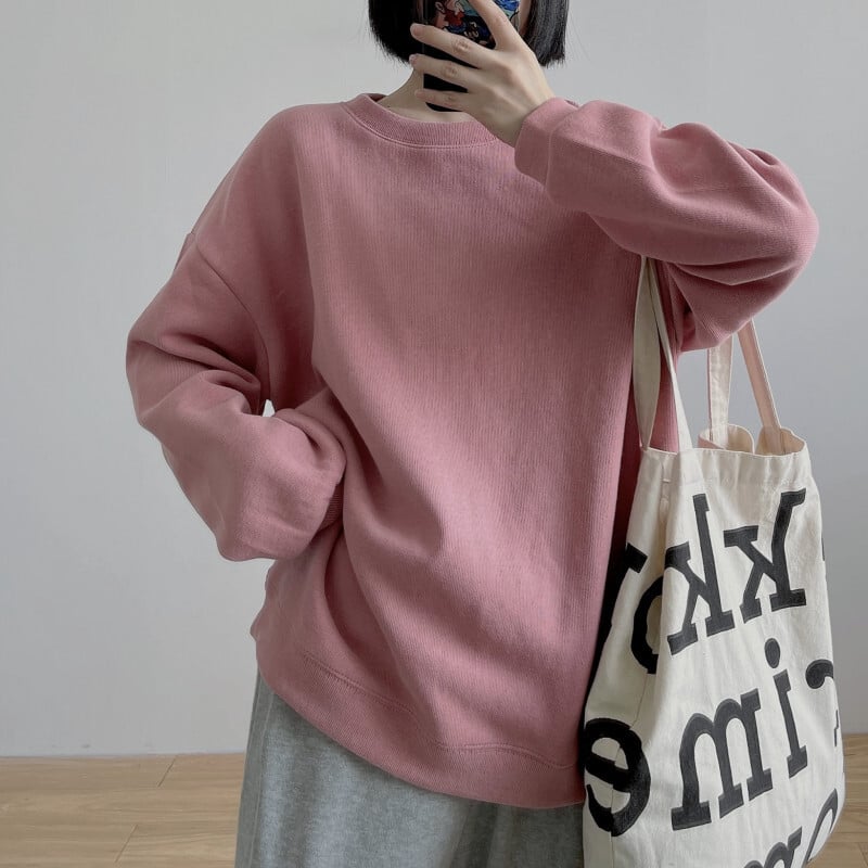 Dámska zamatová mikina s okrúhlym výstrihom Minnie z roku 2024, nová kórejská verzia, mäkká voskovaná bunda s okrúhlym výstrihom, jednofarebná