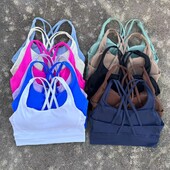 Dámska športová podprsenka Cross Fitness s mäkkou, vysoko pevnou priliehavou podprsenkou a komplexným tréningom v posilňovni a spodnou bielizňou na jogu s výplňou hrudníka