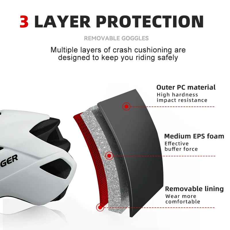 X-TIGER Ελαφριά Κράνη για Ενήλικες Ρυθμιζόμενο κράνος ποδηλάτου 58-61cm Κράνος ποδηλασίας ορεινού αγώνα MTB 27*15cm