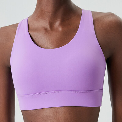 Dámska športová podprsenka na jogu s vysokým nárazom, jednofarebná, maslová, mäkká, bežecká, dámska, priedušná, rýchloschnúca, športová spodná bielizeň