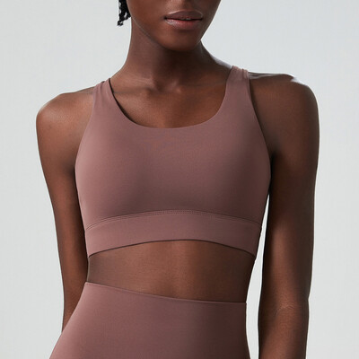 Dámska športová podprsenka na jogu s vysokým nárazom, jednofarebná, maslová, mäkká, bežecká, dámska, priedušná, rýchloschnúca, športová spodná bielizeň