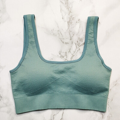 Αθλητικό σουτιέν με ραβδώσεις Γυναικείο Crop Top Λευκό σουτιέν γιόγκα Άνευ ραφής τανκ Μπλούζες Καλοκαιρινή προπόνηση γυμναστικής σουτιέν με επένδυση