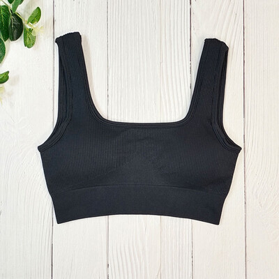 Αθλητικό σουτιέν με ραβδώσεις Γυναικείο Crop Top Λευκό σουτιέν γιόγκα Άνευ ραφής τανκ Μπλούζες Καλοκαιρινή προπόνηση γυμναστικής σουτιέν με επένδυση