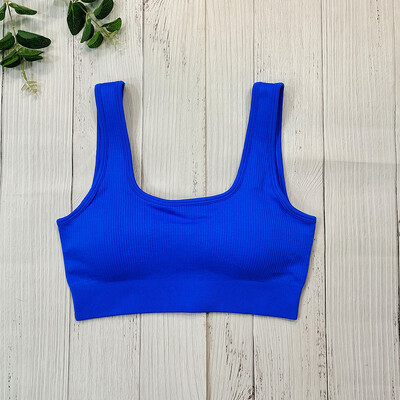 Αθλητικό σουτιέν με ραβδώσεις Γυναικείο Crop Top Λευκό σουτιέν γιόγκα Άνευ ραφής τανκ Μπλούζες Καλοκαιρινή προπόνηση γυμναστικής σουτιέν με επένδυση